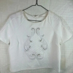 Women’s Mustard Seed Size Small White Cutout Blouse Shirt